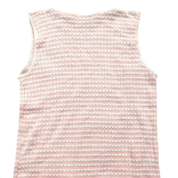 Vintage 1940s-1950s Pink White Stripe Sleeveless Knit Crewneck Sweater Top Vest - Picture 4 of 8